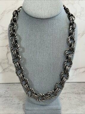 Chunky Heavy Silver-Tone Link Necklace
